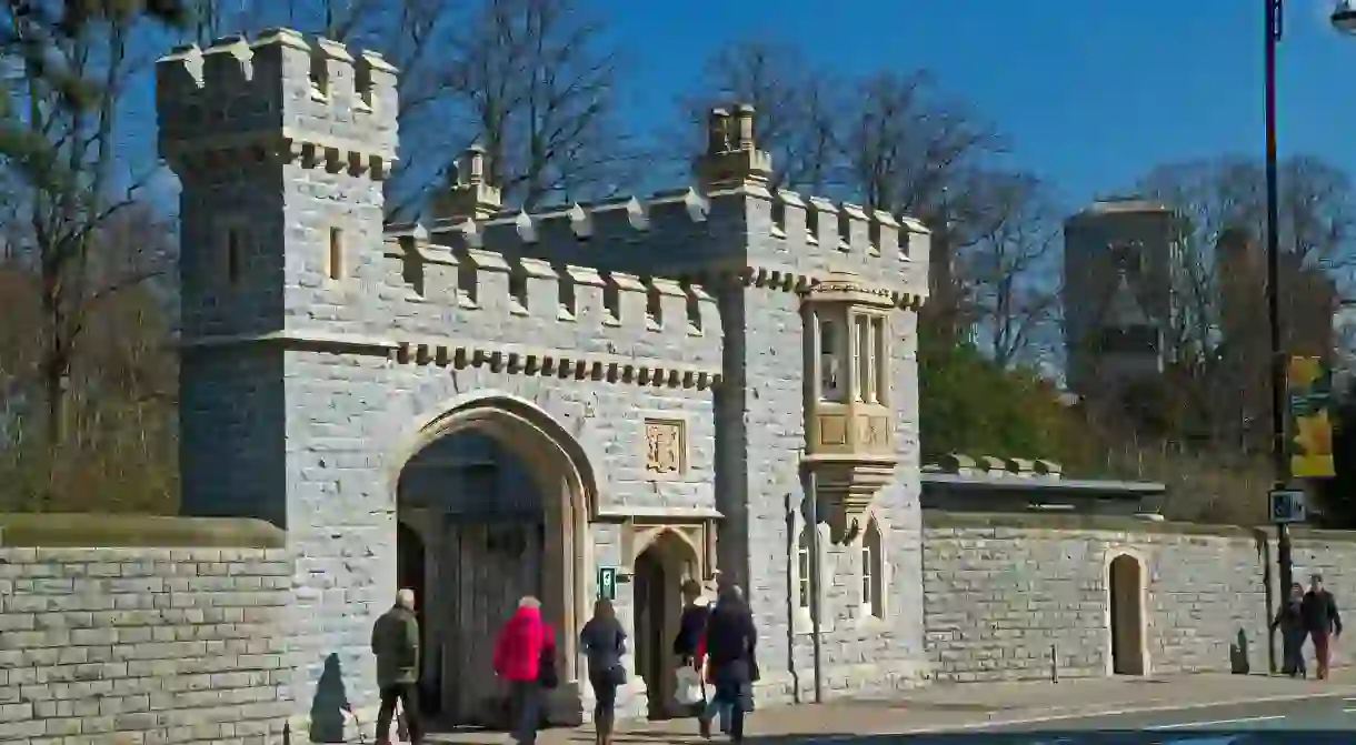 Pettigrews Tea Room and gate into and out of Bute Park in Cardiff