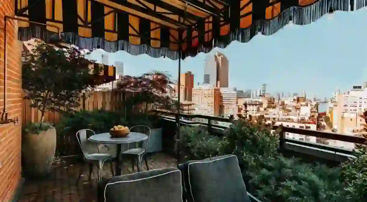 The terrace suite at the Soho Grand Hotel offers unspoilt views of the Manhattan skyline