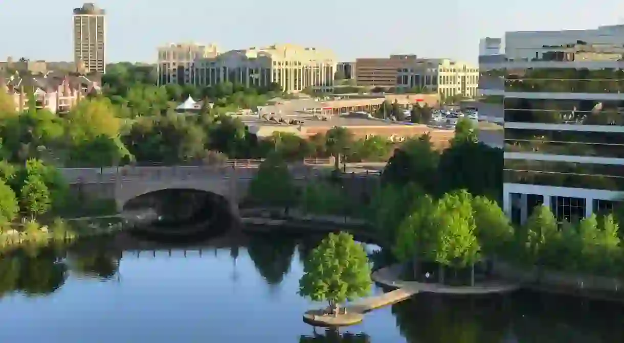 An aerial view of a park in Edina, Minnesota