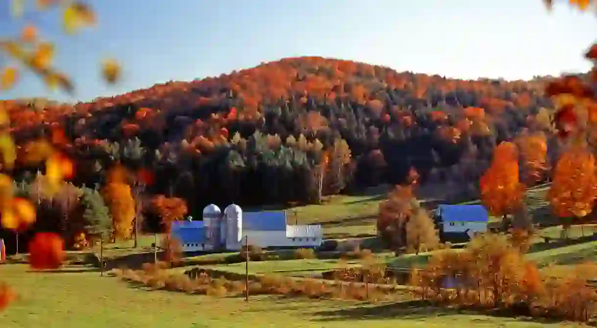 Rural view of a farm near village of Barre, Vermont