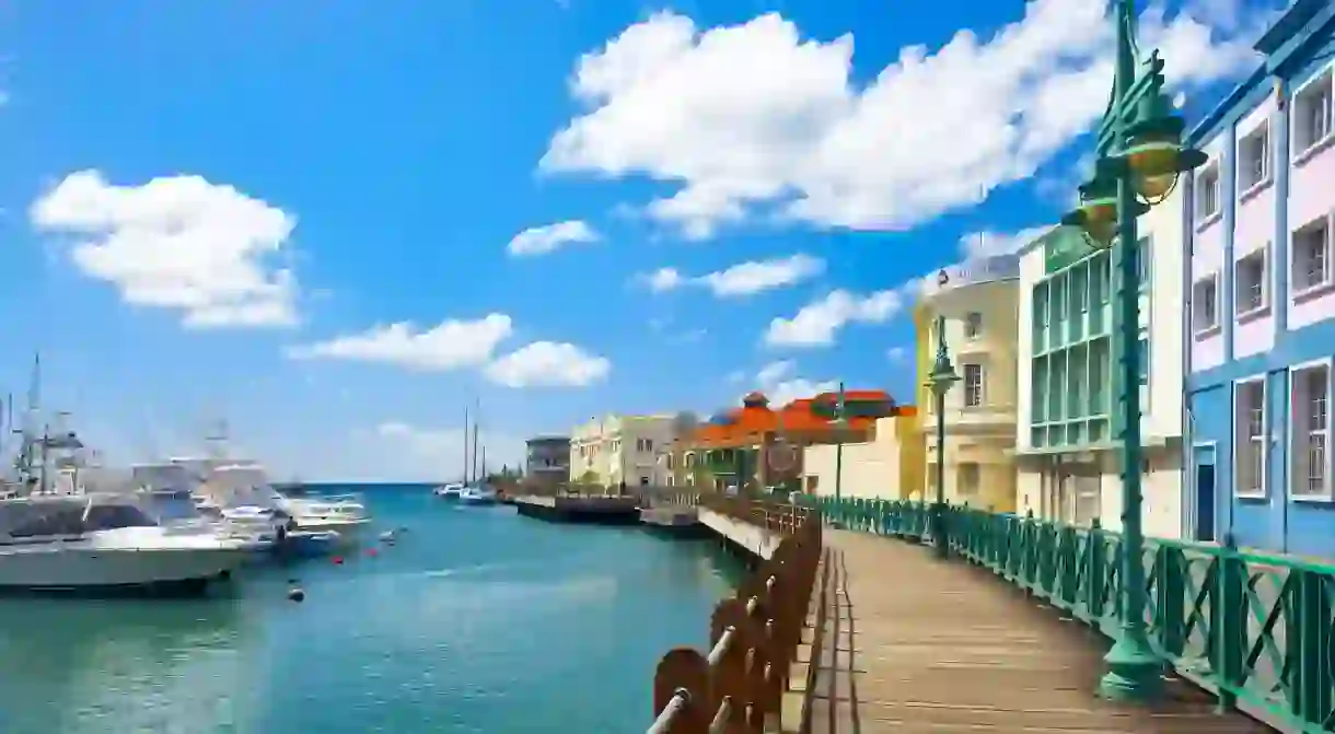 View of Barbados waterfront and boardwalk in Bridgetown, Barbados