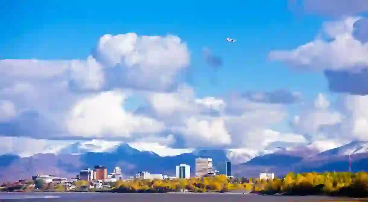 View of downtown Anchorage as seen from the Tony Knowles Coastal Trail, Anchorage, Alaska