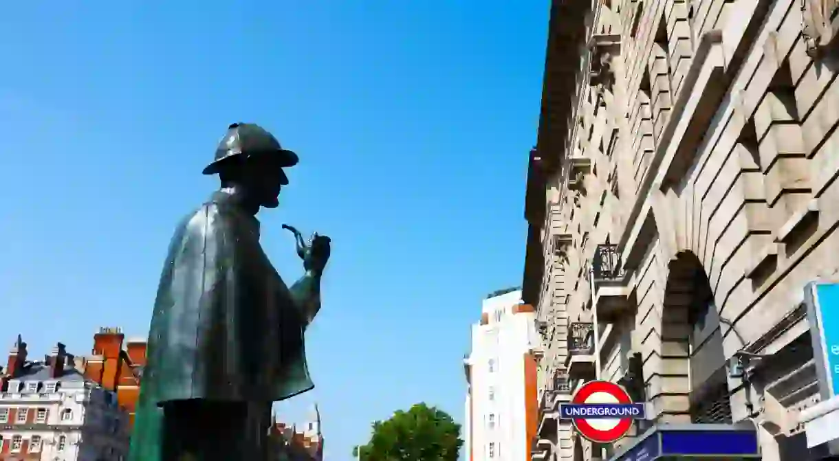 Sherlock Holmes statue outside Baker Street station in London