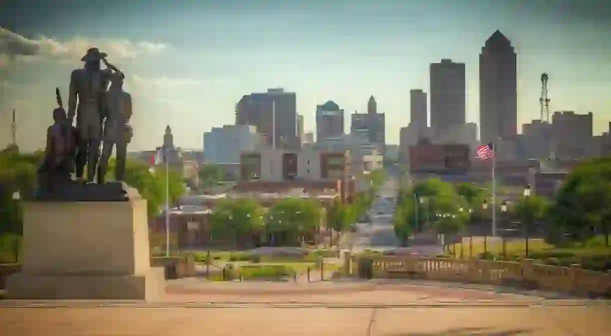 View of Des Moines from the State Capitol. Des Moines, Iowa.