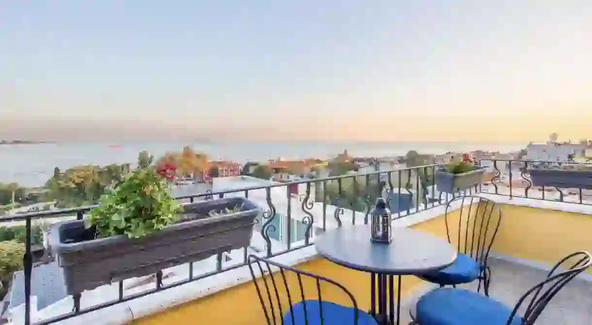 Enjoy Bosporus views from a terrace at Hotel Poem