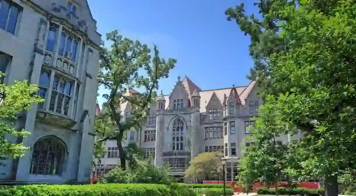 The University of Chicago, located in the Hyde Park neighborhood.