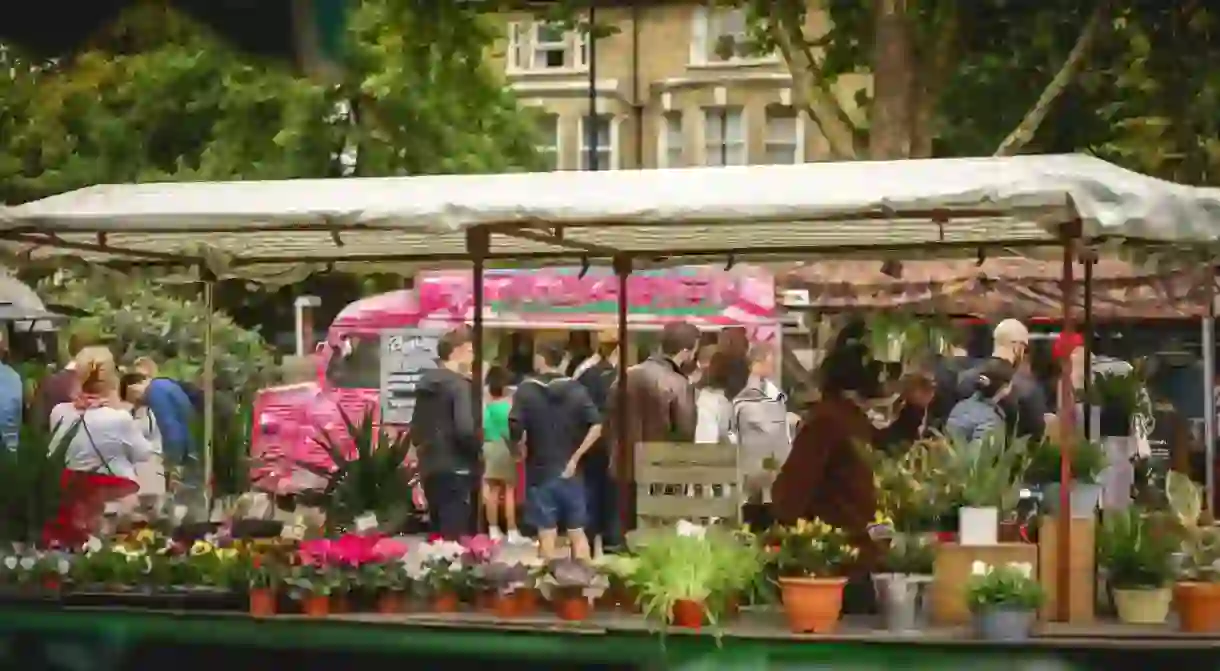 People shopping at Brockley Market