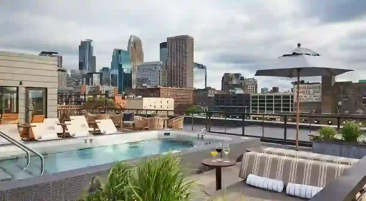 Where better to spend a sunny summer afternoon in Minneapolis than at the Hewing Hotel’s rooftop pool?