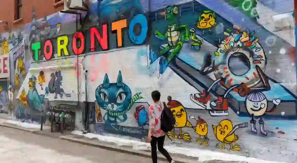 Trendy neighbourhood Graffiti Alley, Queen Street West, Toronto, Canada