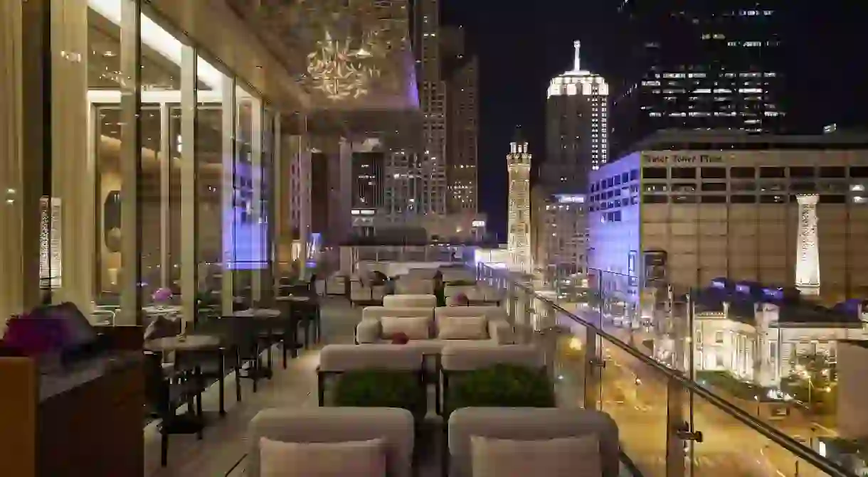 Chicago views at The Peninsula Chicago hotel, home to the Shanghai Terrace