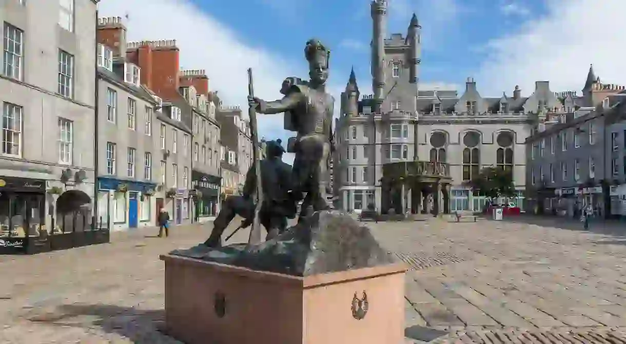 The Castlegate in Aberdeen was the original site of the Gordon Highlanders barracks before moving to the Bridge of Don