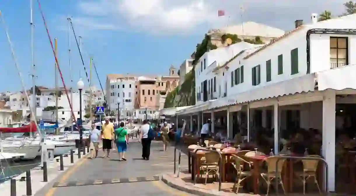 Harbourfront restaurant in the old town of Ciutadella