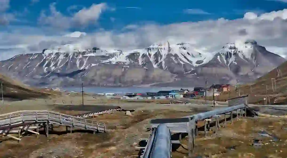 Longyearbyen and landscape, Svalbard, Norway