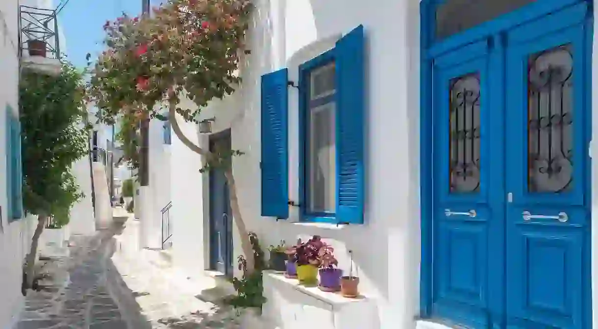 The blue and white colour scheme in the Cyclades is synonymous with Greek architecture