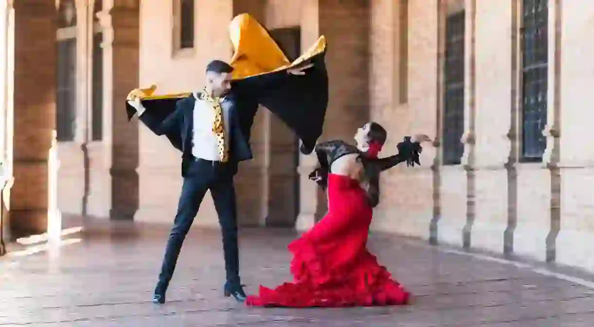 Flamenco dancers in Spain Square, Seville