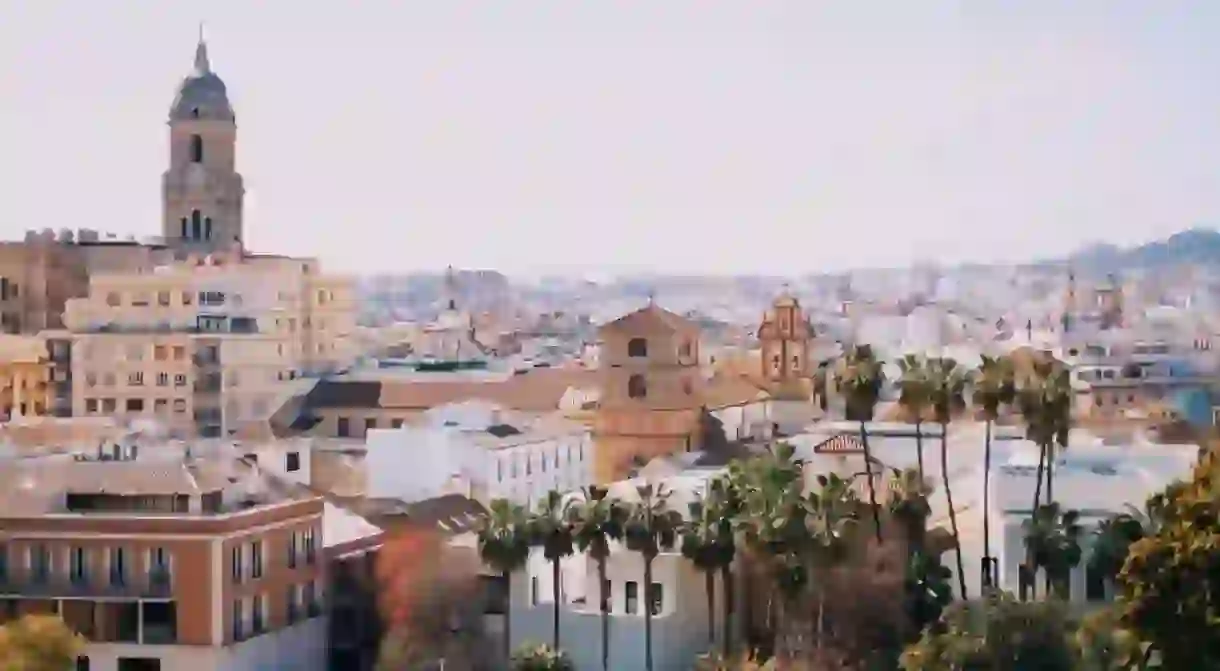 Overview of the city of Malaga when hiking in the mountains