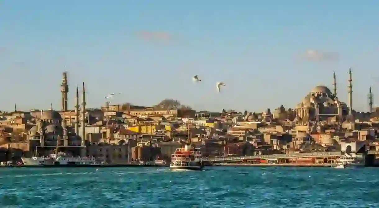 The ancient city of Istanbul is split by the Bosporus, the west side is in Europe, the east in Asia