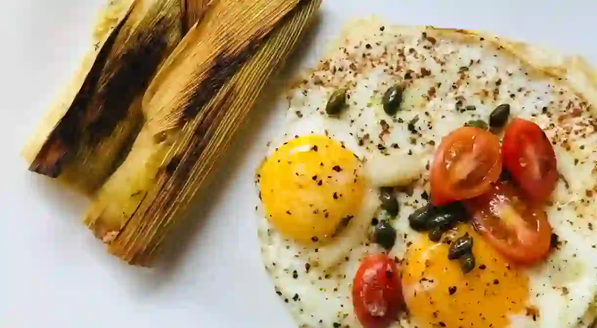 Tamales with eggs for breakfast