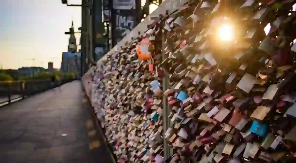 Padlocks on Love Locks Bridge in Cologne