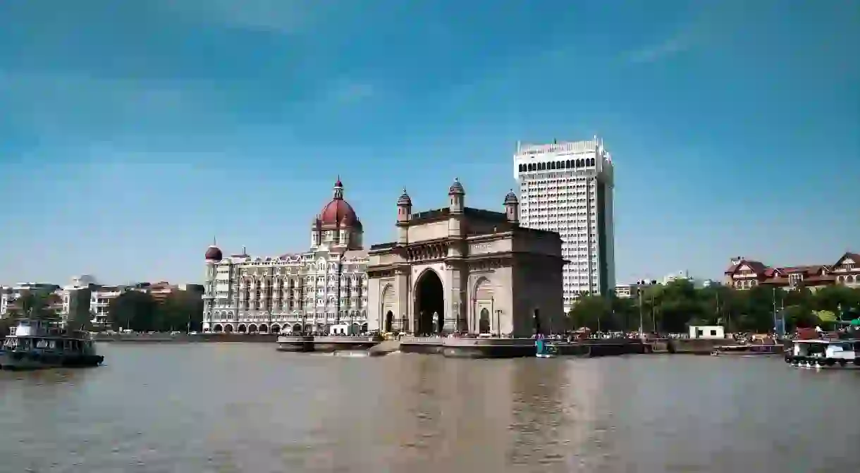 View of the Gateway of India from the sea. Mumbai, Maharashtra, India