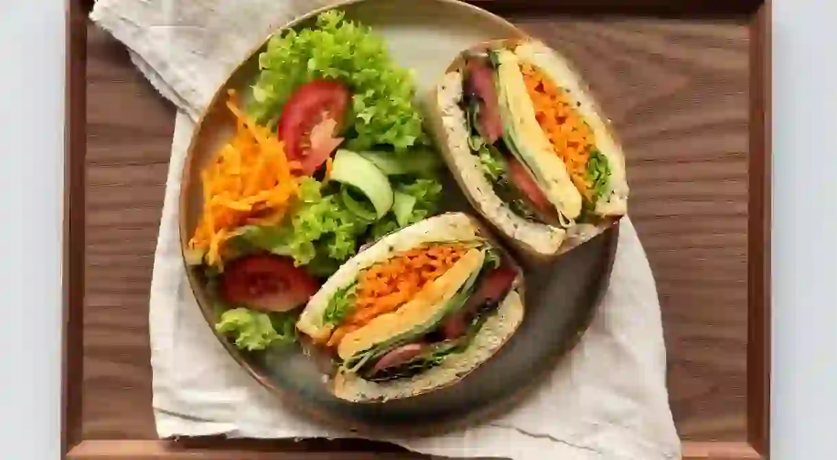 Sandwich and salad