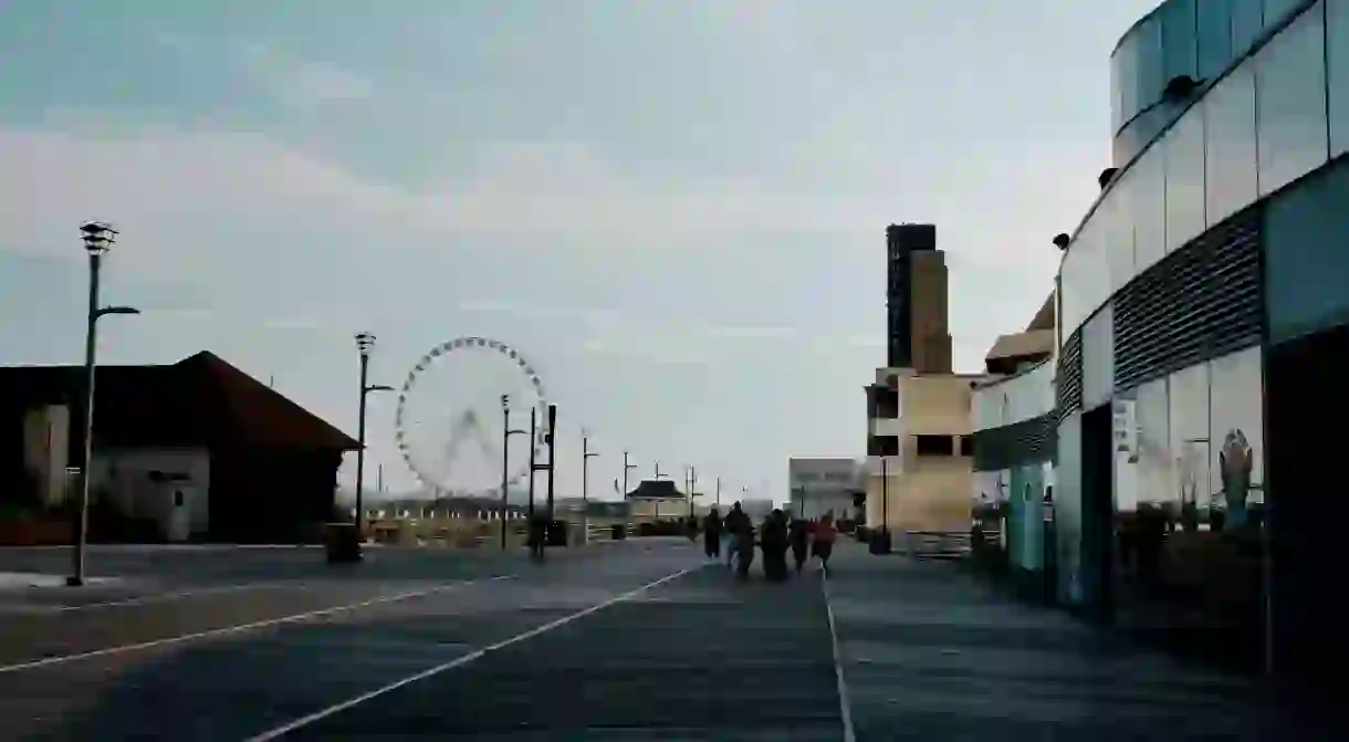 An early summer morning on the Atlantic City Boardwalk in New Jersey