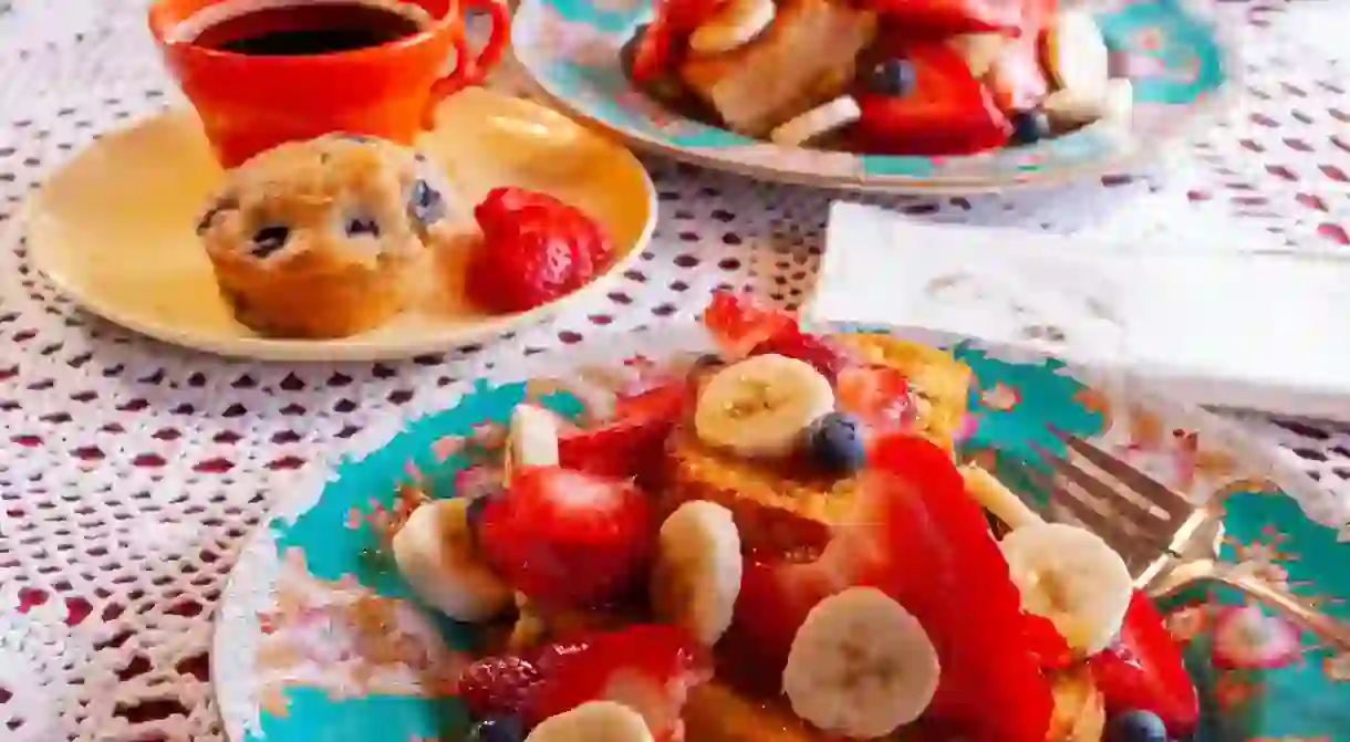 French toast with fruit and coffee