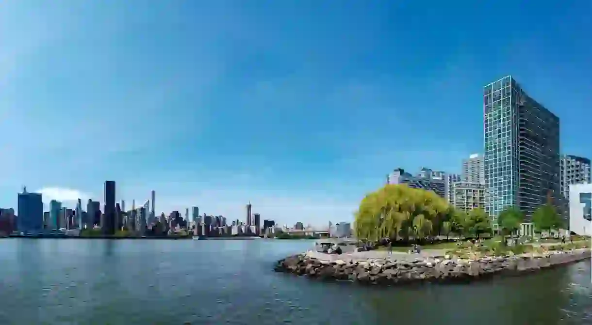 Panorama of the view from Long Island City, in New York City, USA