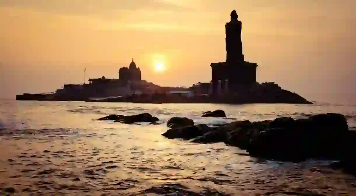 Sunrise above the sea Kanyakumari Comorin Cape, India