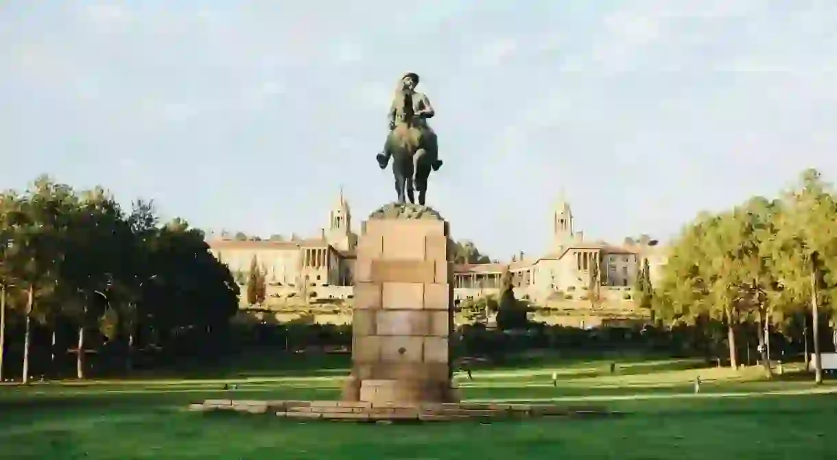 A statue of Louis Botha at the Union Buildings in Pretoria, South Africa