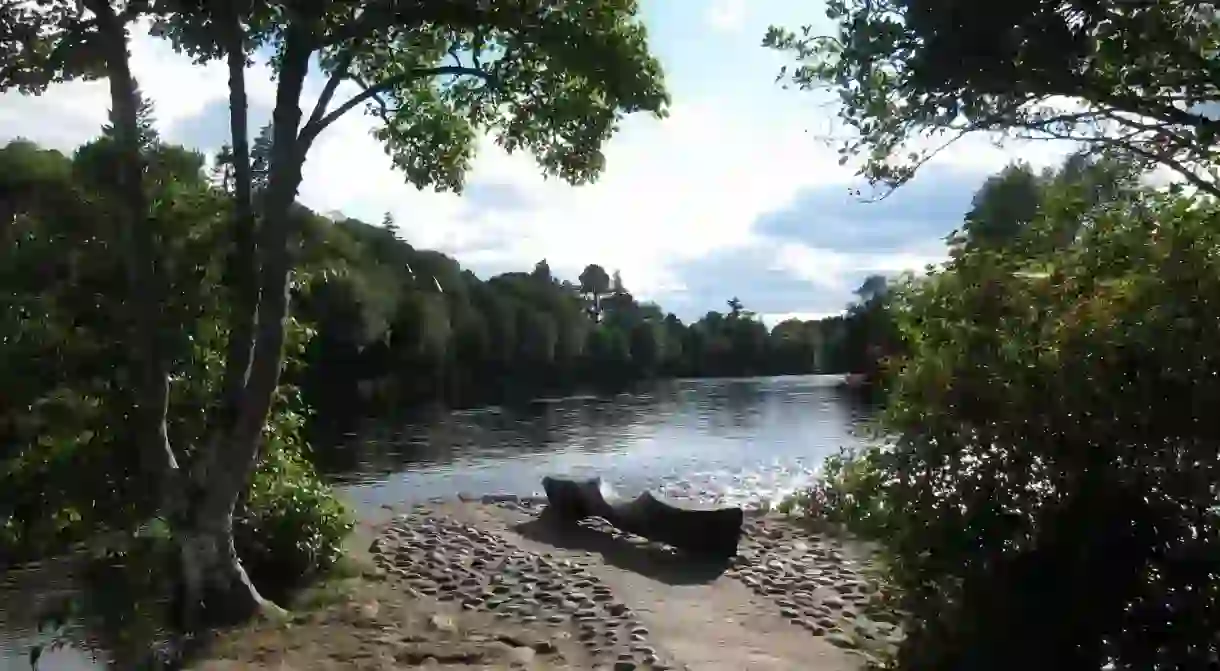 View from the tip of the Ness Islands in Inverness, Scotland, to the river Ness