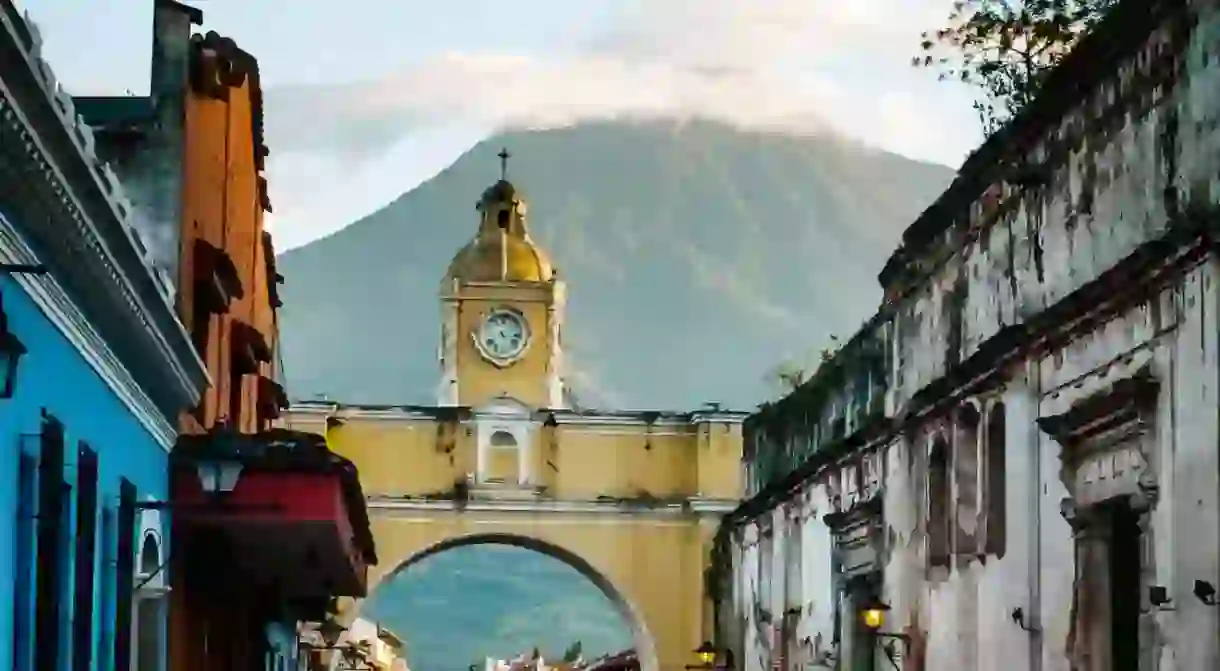 Parked cars in Antigua Guatemala, Guatemala