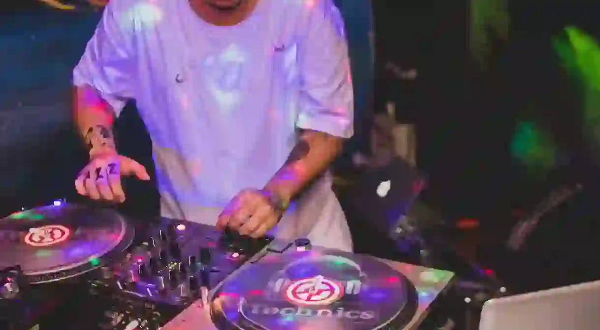 DJ on a set in São Paulo, Brasil