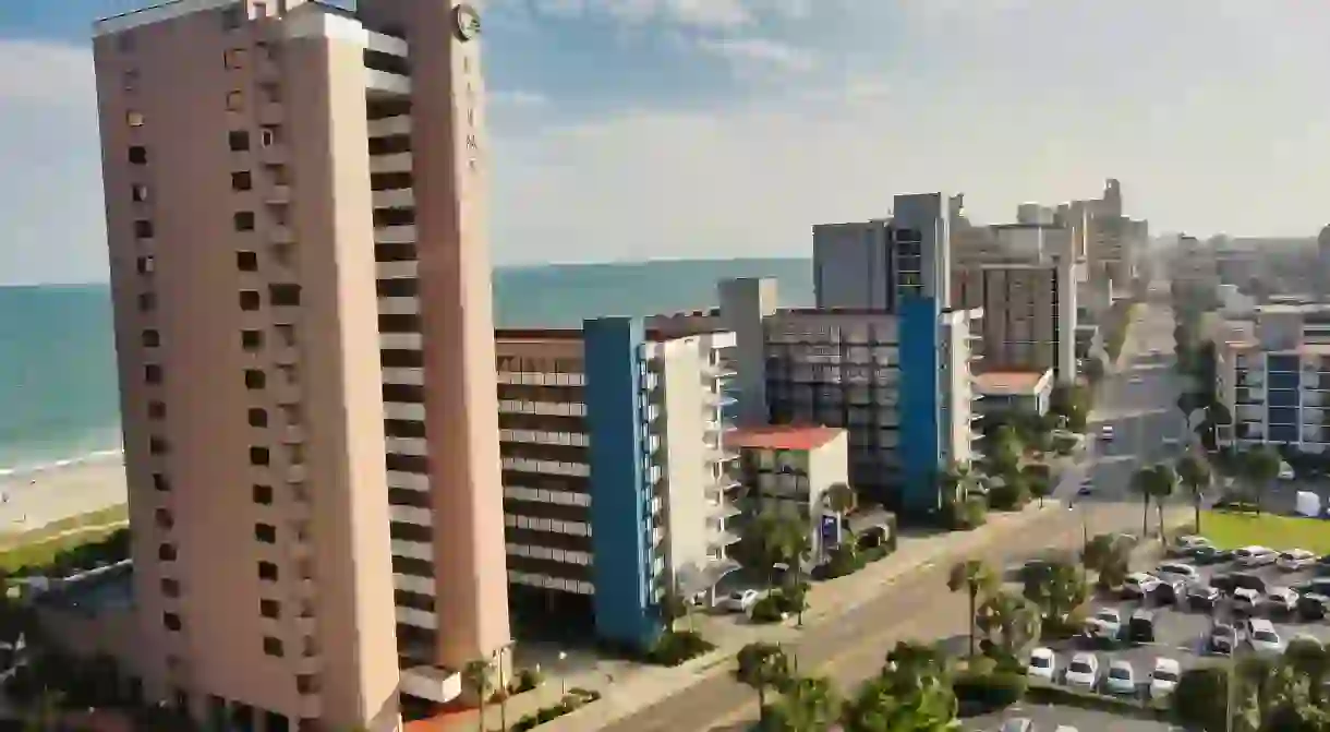 Myrtle Beach condos face the ocean.