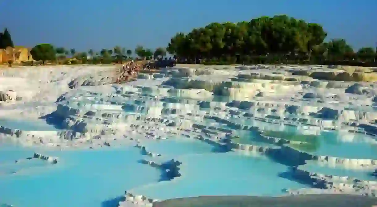 Pamukkale natural travertine pools and terraces. Pamukkale, Denizli, Türkiye