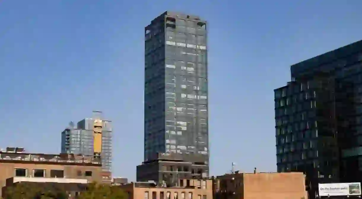 Chicago, Illinois USA - July 31 2023: West Loop Chicago Skyline with Modern Skyscrapers and Old Brick Buildings