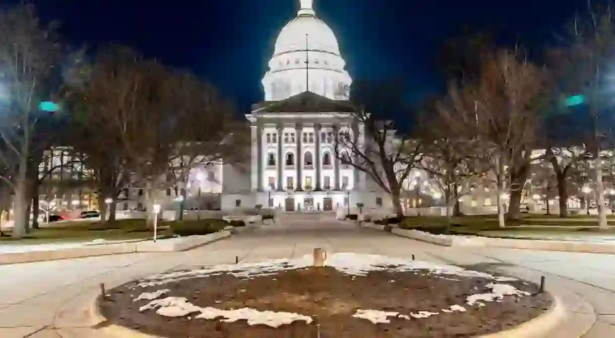 Wisconsin State Capitol on a Cold Winter Night