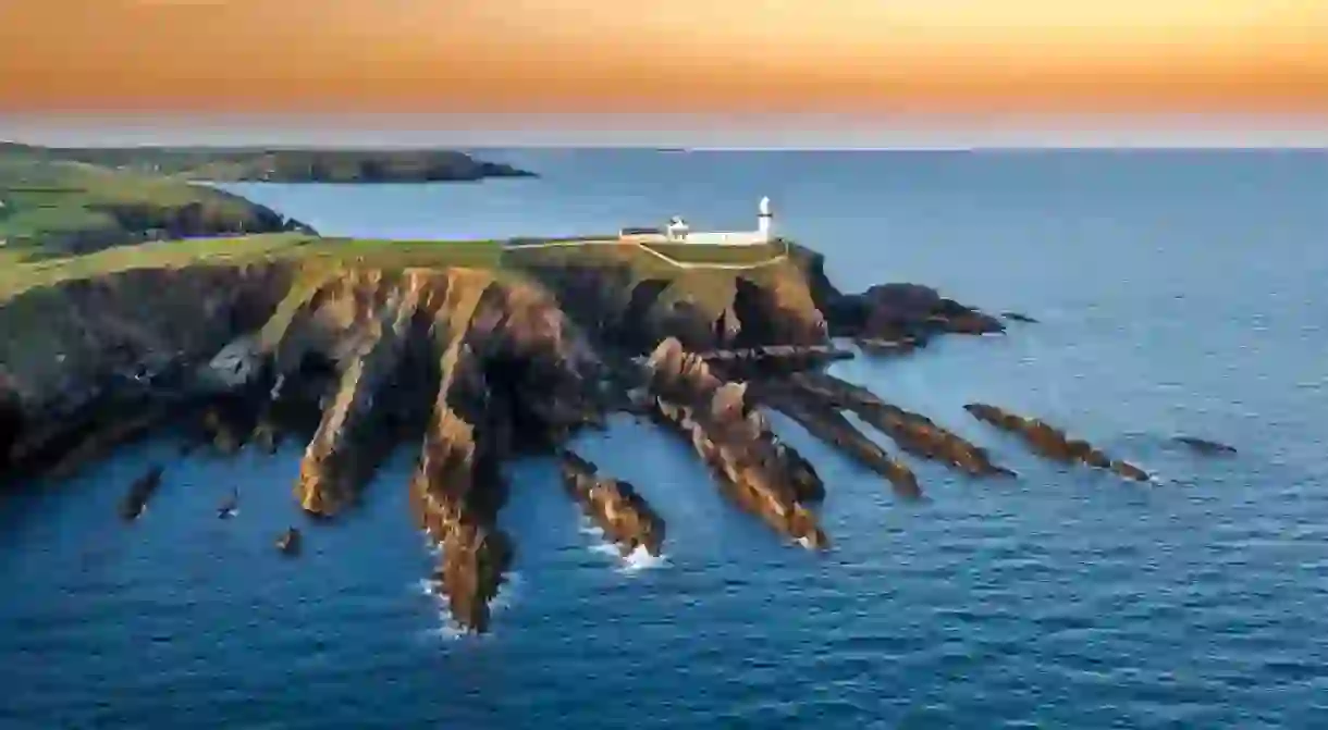 Sunset scene at Galley Head Lighthouse in County Cork Ireland