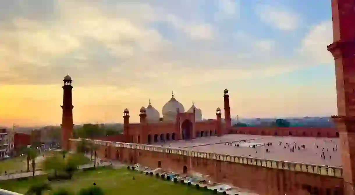 Side View of Badshahi Mosque ( a historical monument of Mughal Empire ) Lahore