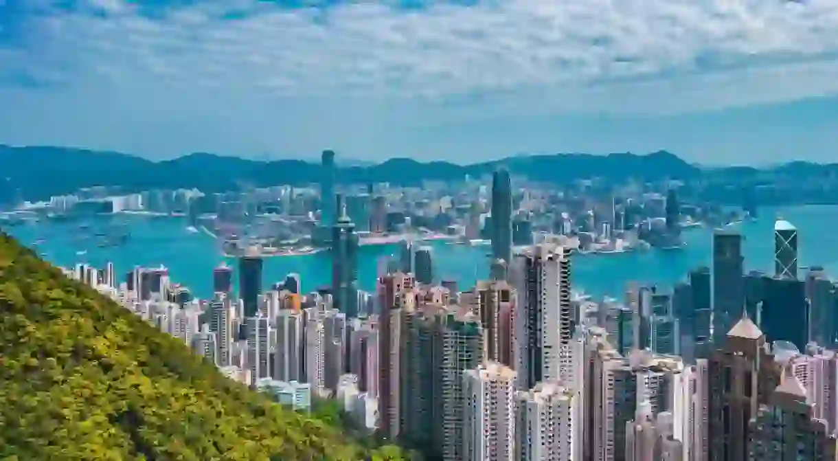 Amazing view from above of Hong Kong City from Victoria Peak