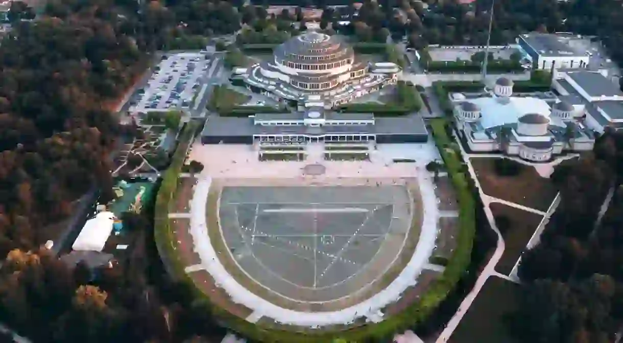 Aerial view of the historic building of the Centenary Hall, Wroclaw, Poland