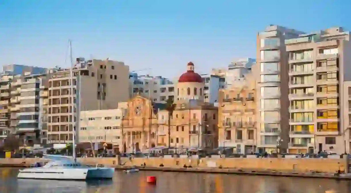 Beautiful cityscape and coast in Sliema, Malta