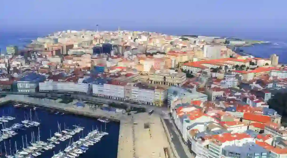 Aerial view in La Coruña, city of Galicia,Spain. Drone Photo