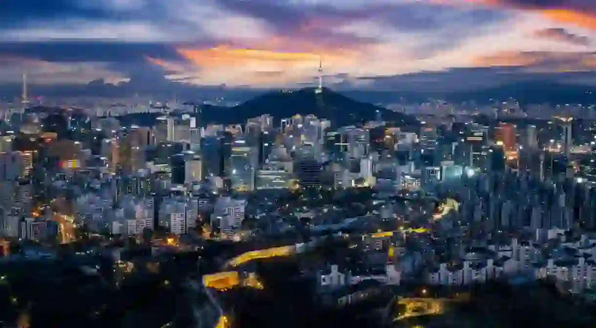 Cityscap of seoul city from top of mountain, South korea