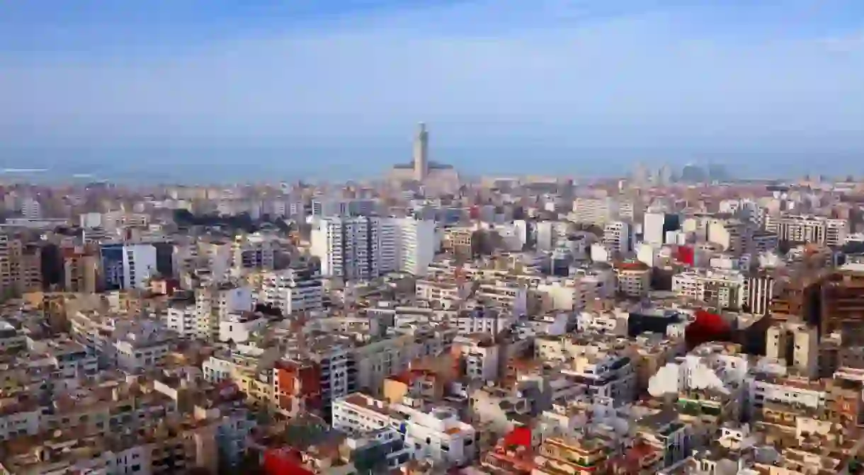 Casablanca, biggest city in Morocco. Cityscape of downtown Casablanca.