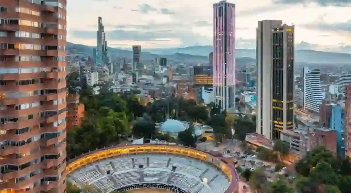 Aereal view over downtown Bogota