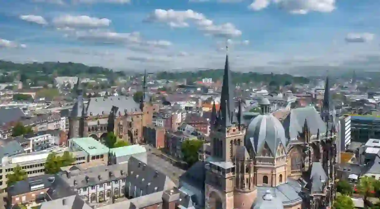 Aachen (Germany) skyline panorama.