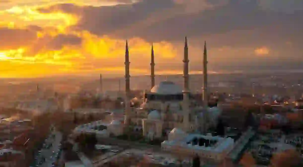 Selimiye Mosque exterior view in Edirne City of Turkey. Edirne was capital of Ottoman Empire.