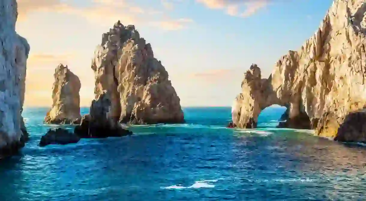 The El Arco Arch at the Lands End rock formations on the Baja Peninsula, at Cabo San Lucas, Mexico.