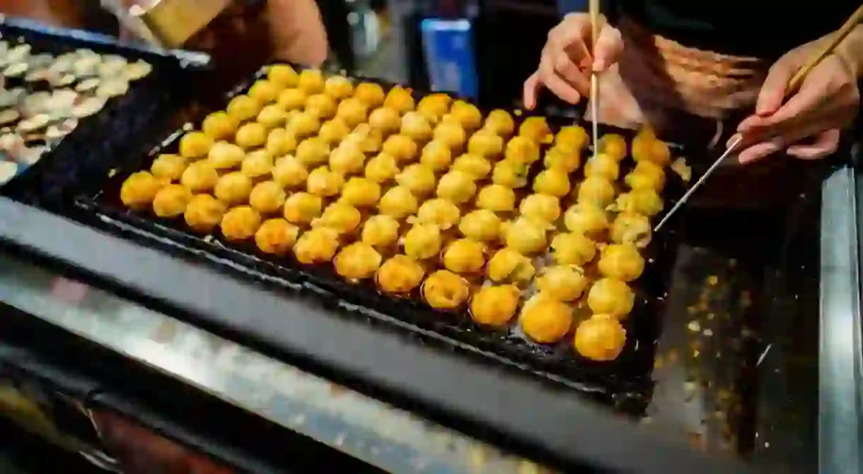 Street food in Osaka City, Osaka, Japan.